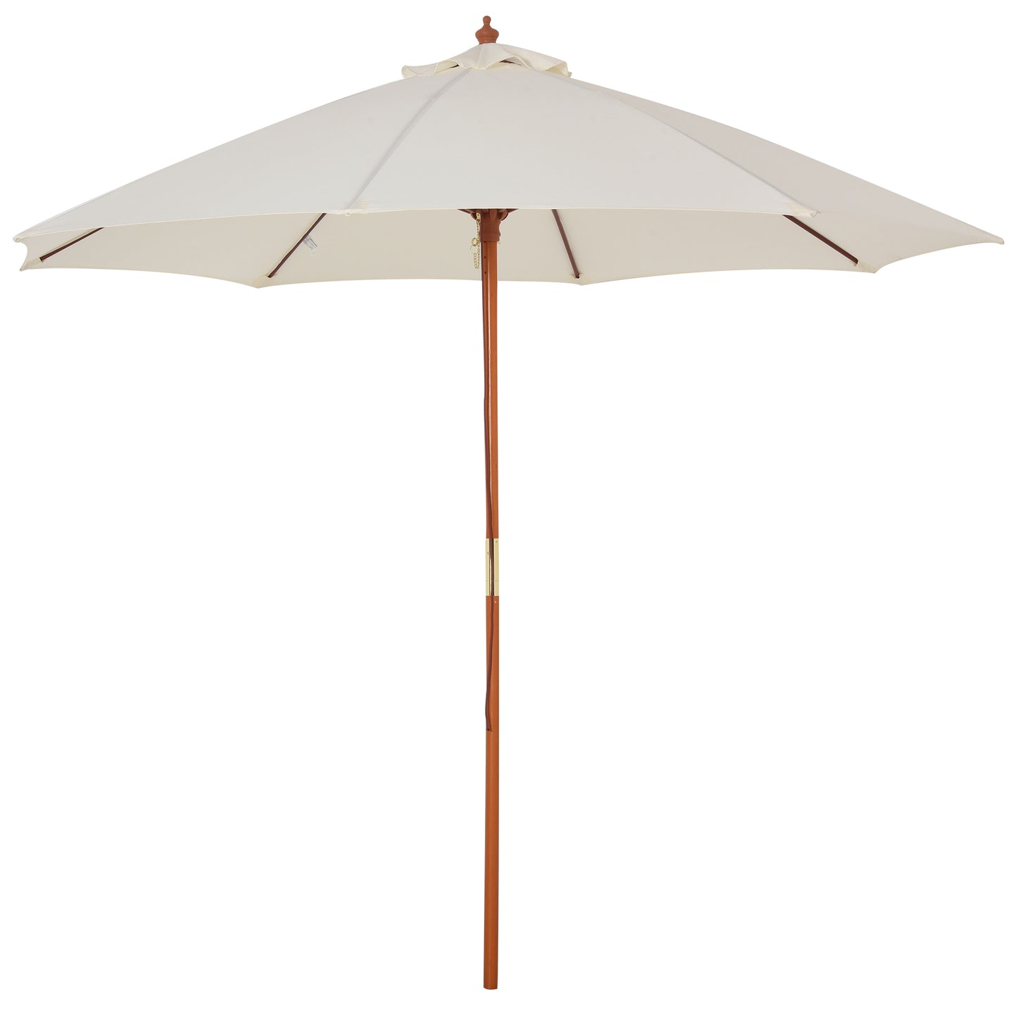 Outsunny 2.5m Wood Garden Parasol Sun Shade Patio Outdoor Market Umbrella Canopy with Top Vent, Cream White w/ Vent
