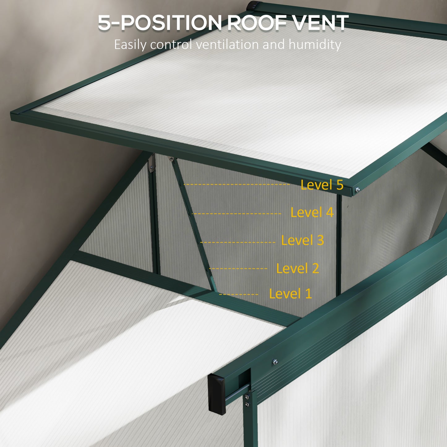 Outsunny 6 x 2.5ft Polycarbonate Greenhouse WalkIn Green House with Rain Gutter Sliding Door Window Foundation Green