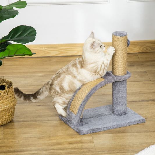 PawHut Cat Tree Tower Climbing Activity Center Kitten Furniture with Jute Post Scratching Massage Board Hanging Ball with Bell 34 x 24 x 43cm Grey