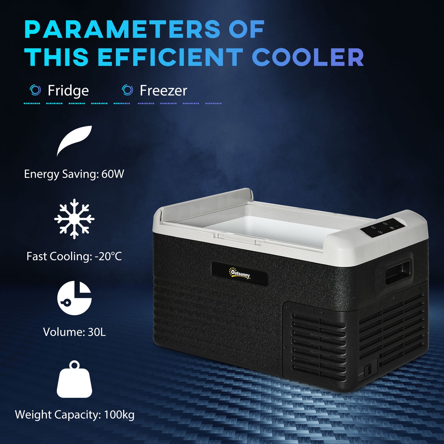 Outsunny 30L Car Refrigerator, Portable Compressor Car Fridge Freezer, –