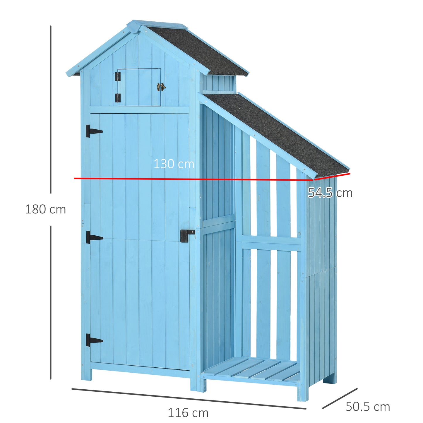 Outsunny Combination Garden Storage Shed Outdoor Firewood House Waterproof Asphalt Roof