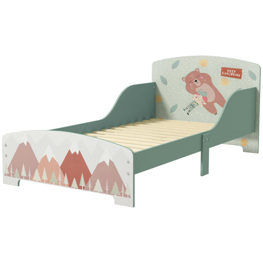 ZONEKIZ Toddler Bed Frame Kids Bedroom Furniture for Ages 36 Years Green