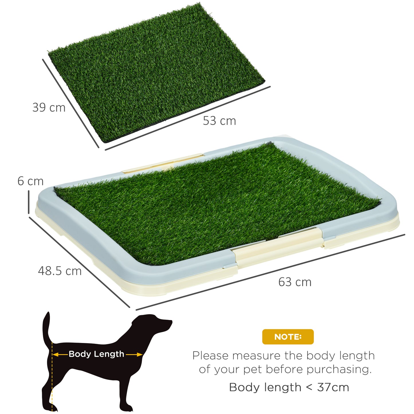 PawHut Puppy Training Pad Indoor Portable Puppy Pee Pad with Artificial Grass Grid Panel Tray 63 x 48.5cm