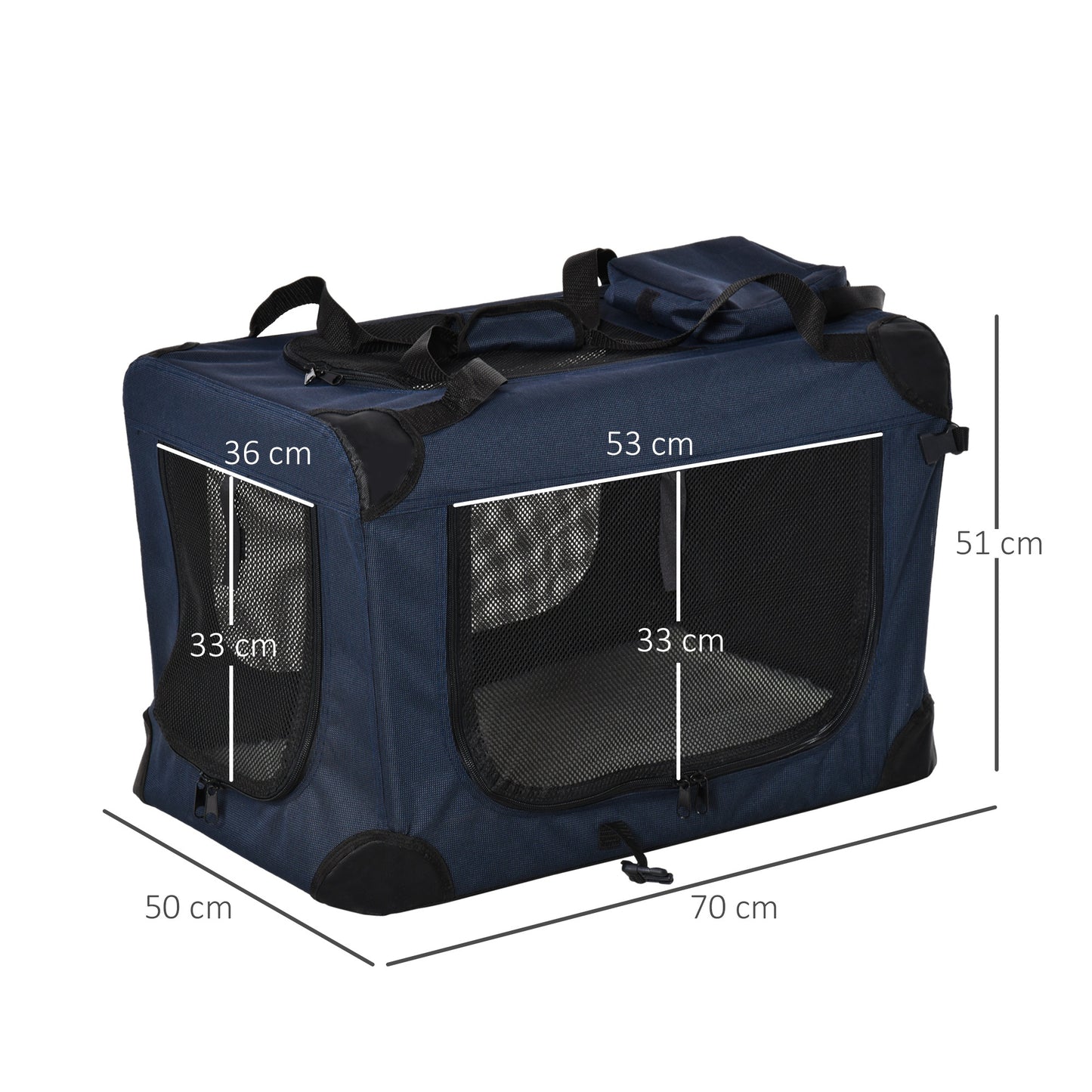 PawHut Pet Carrier Bag Soft Portable Dog Cat Crate Puppy Kennel Cage House with Cushion Storage Bags Dark Blue