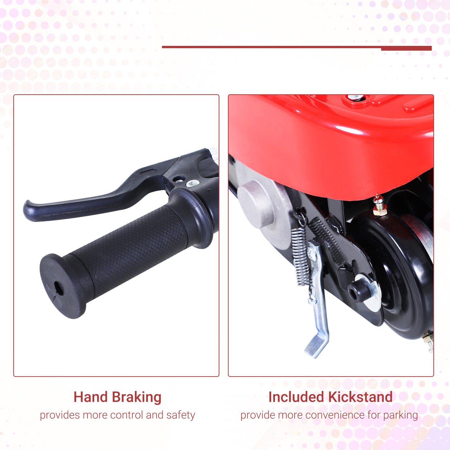HOMCOM Kids Foldable E-Scooter W/Brake Kickstand-Red