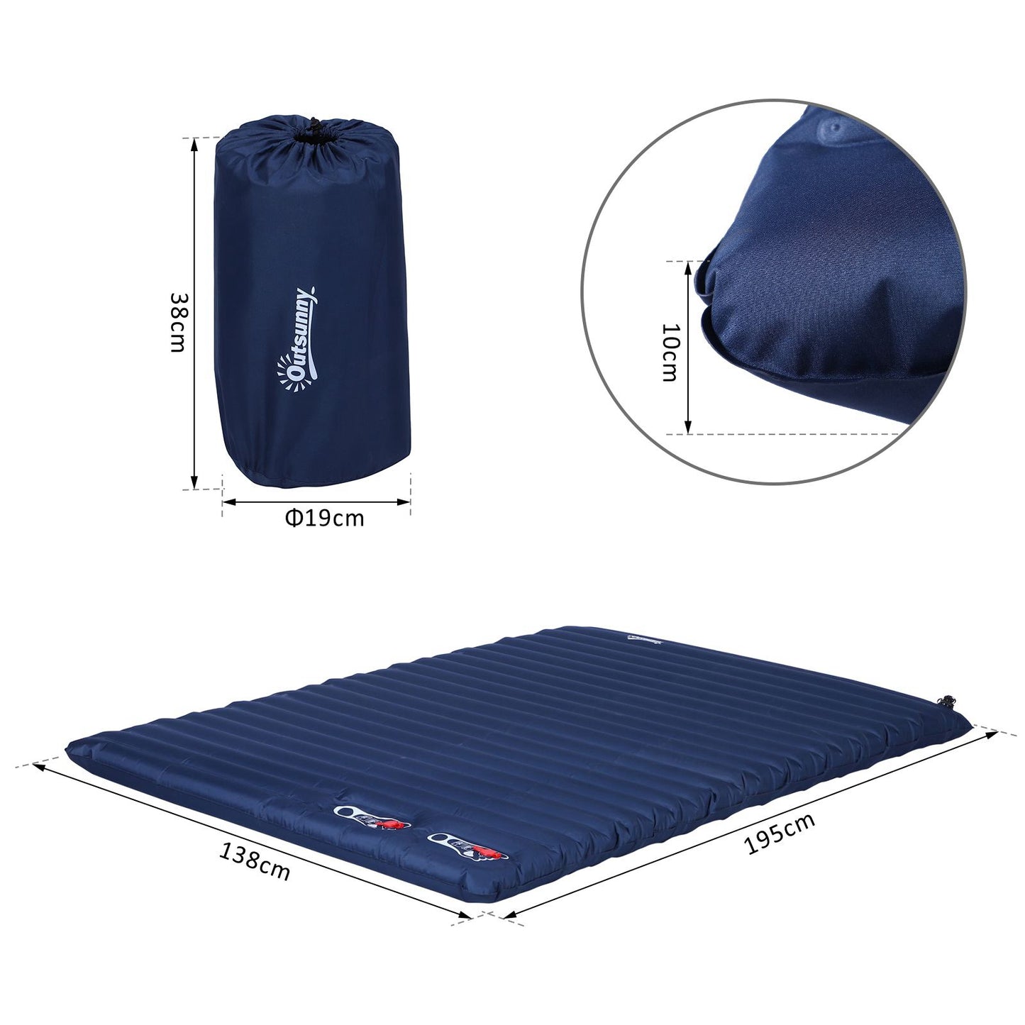 Outsunny PVC Self-Inflating 2Person Camping Sleeping Mattress Green