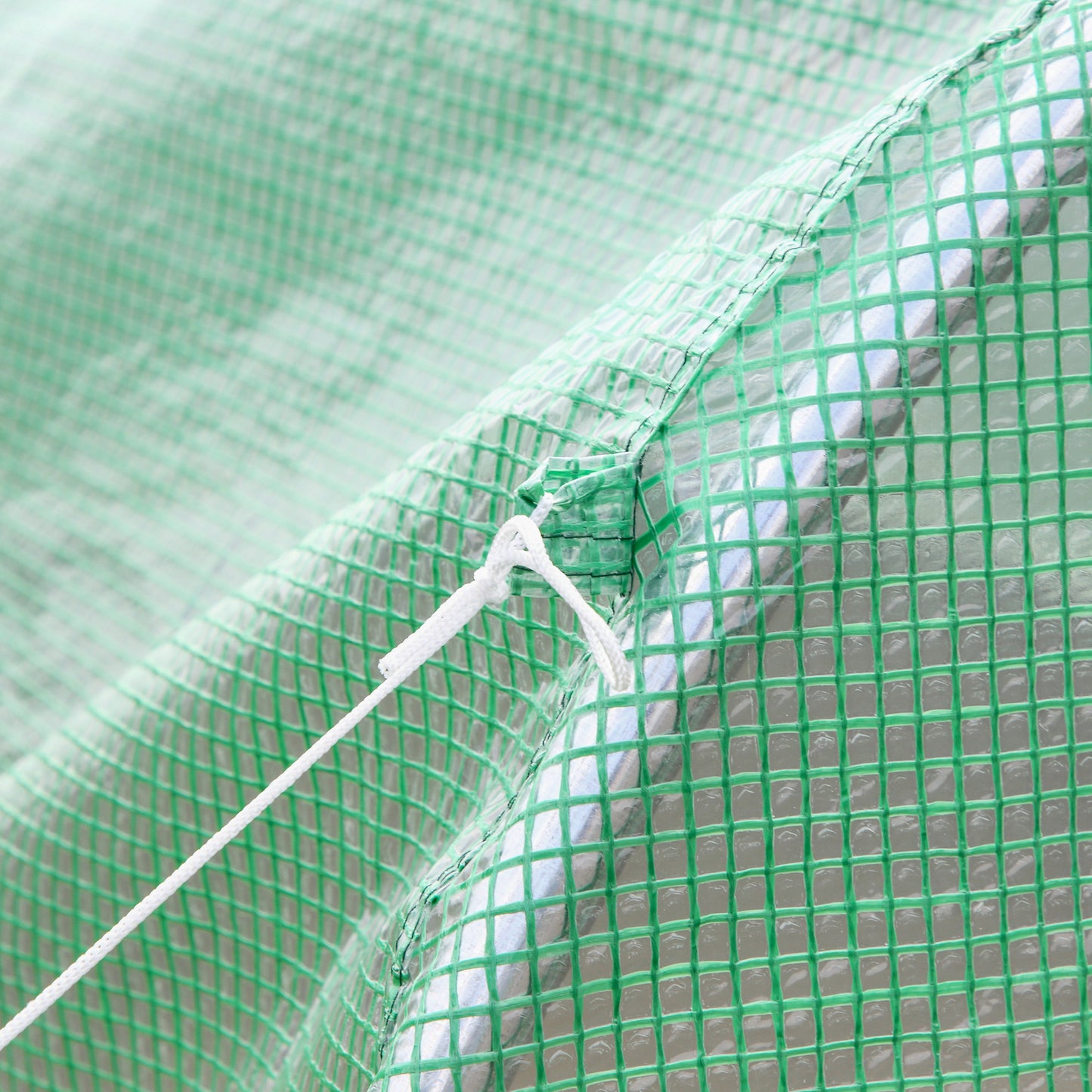 Outsunny Walk In Greenhouse Garden Polytunnel with PE Cover Zipped Roll Up Door and 6 Mesh Windows 3x2x2m Green
