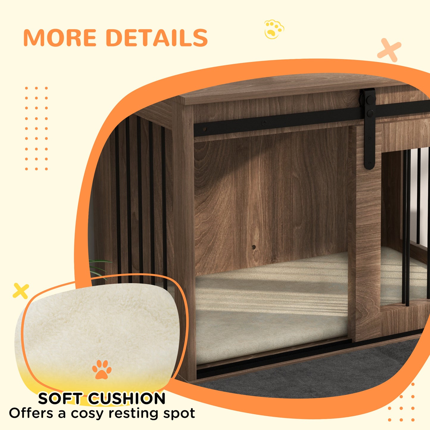 PawHut Dog Crate Furniture with Removable Cushion for Medium Dogs 80 x 54 x 57cm Brown