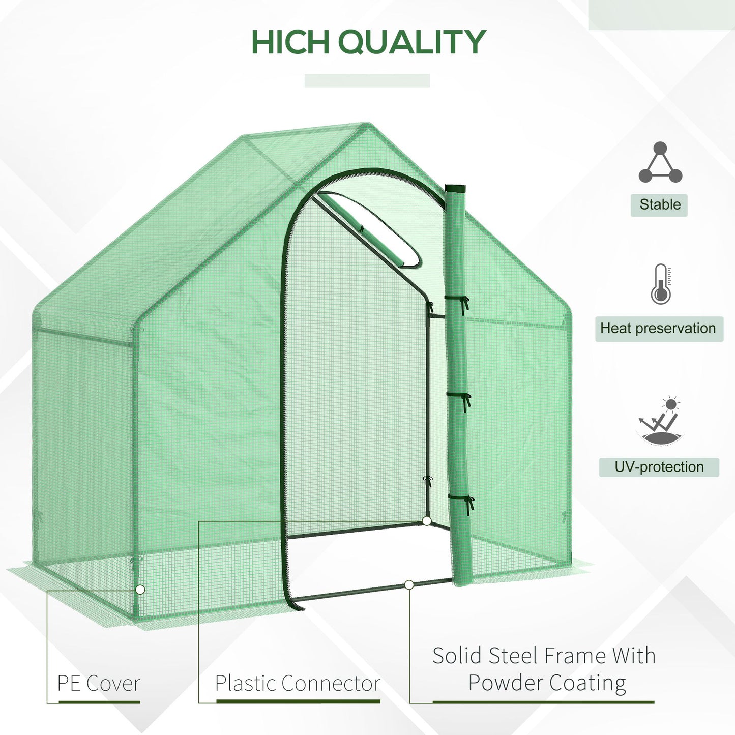 Outsunny 3.4x5.9ft Walk-In Greenhouse Outdoor Garden Plant Shelter w/ Steel Frame Window