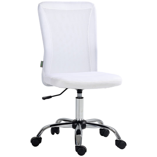 Vinsetto Computer Desk Chair Mesh Office Chair with Adjustable Height and Swivel Wheels Armless Study Chair White