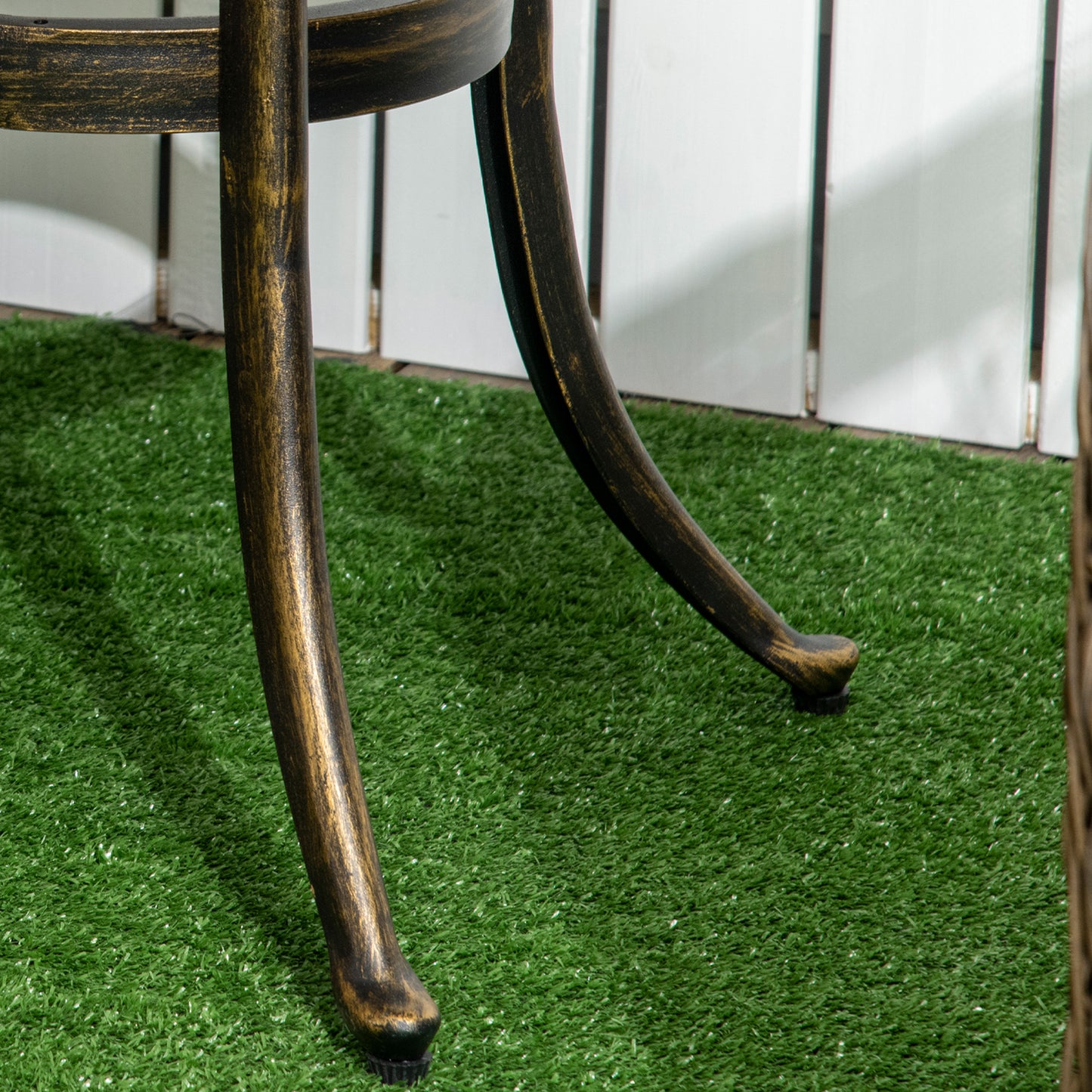 Outsunny Industrial Side Table, Round Hollow Top Design End Table with Cast Aluminum Frame for Patio, Garden, Balcony, Bronze