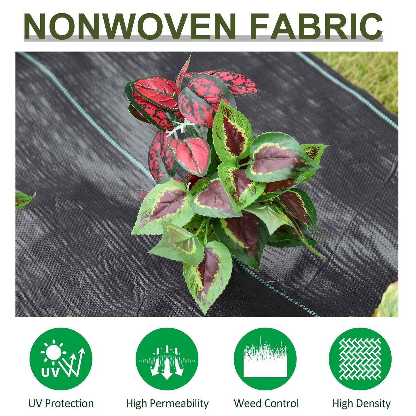 Outsunny 1x50m Weed Barrier Landscape Fabric Durable Convenient Design