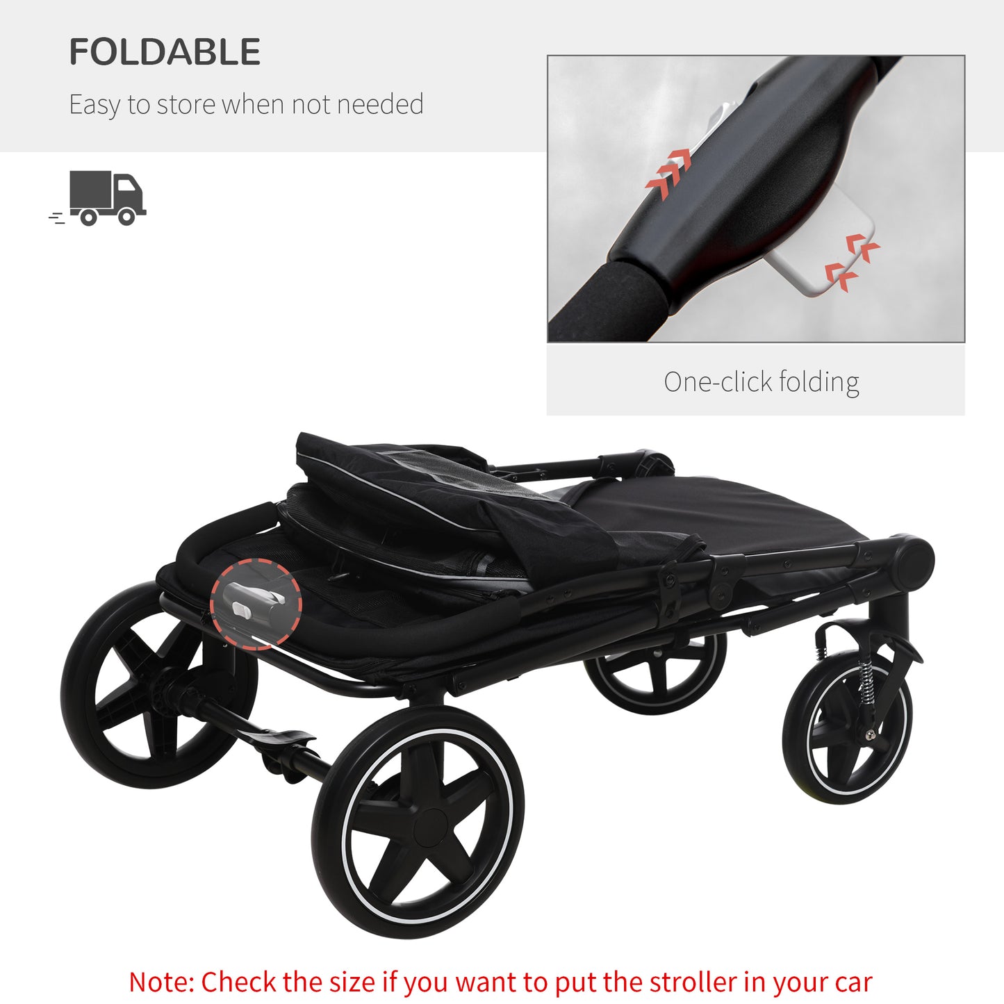 PawHut Foldable Pet Stroller with Universal Wheels Shock Absorber for Medium and Large Dogs Grey