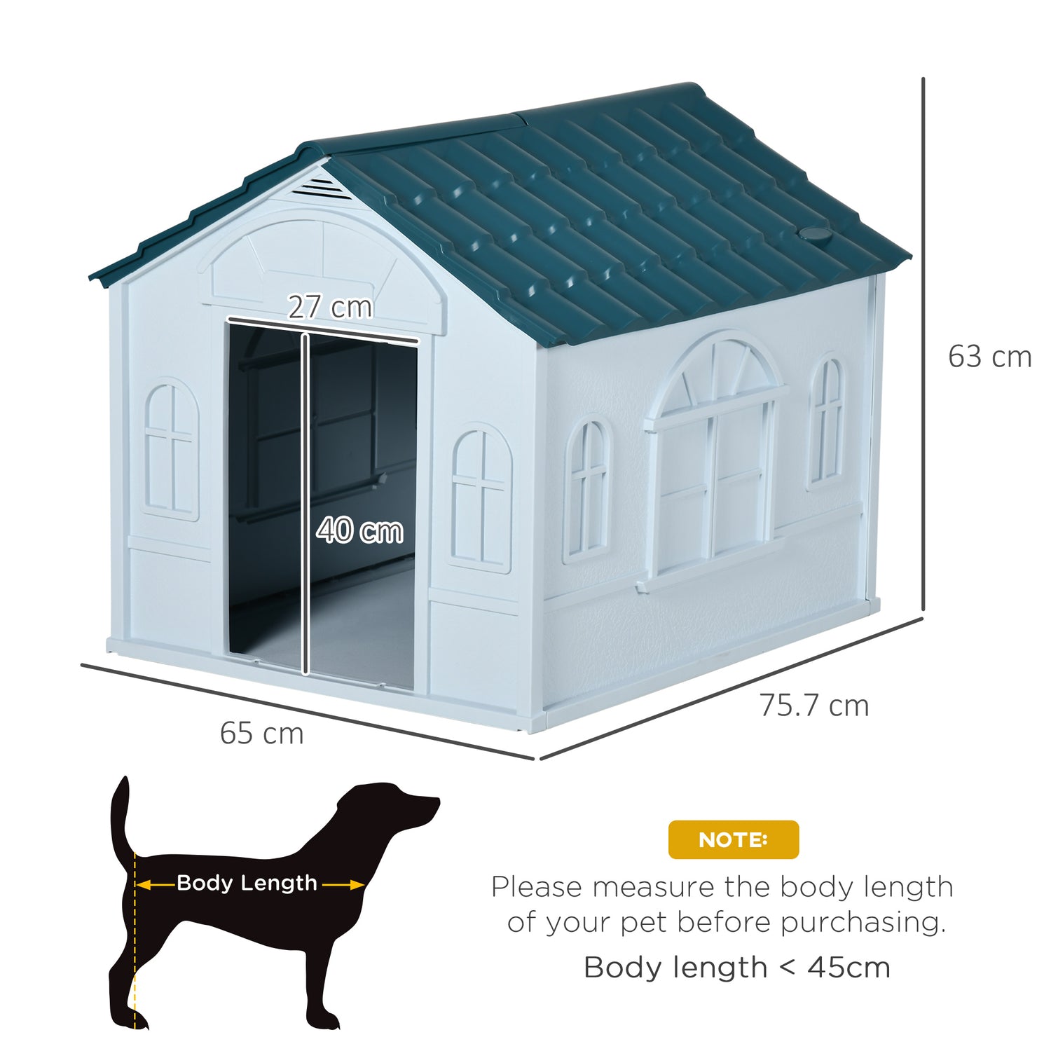PawHut Plastic Weatherproof Dog House Blue –