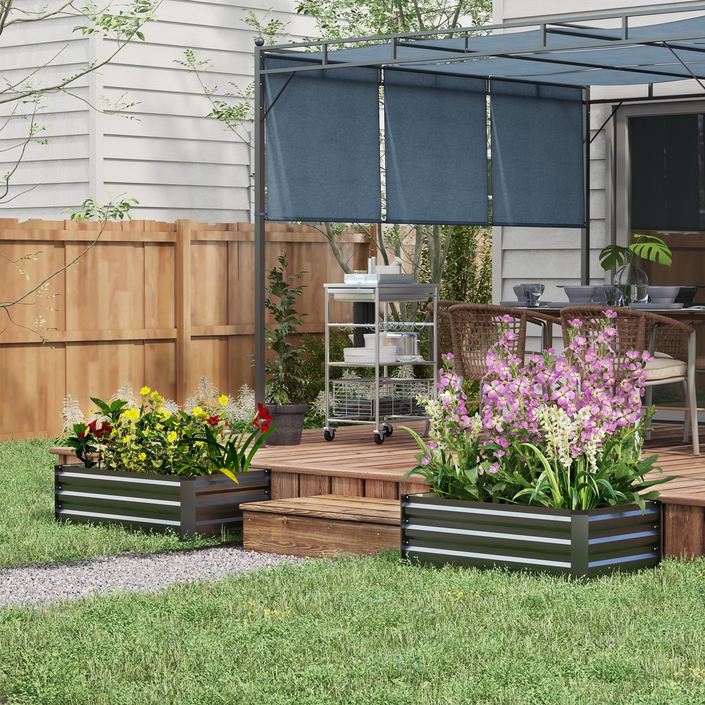 Outsunny Set of Two 60 x 100cm Galvanised Steel Planters