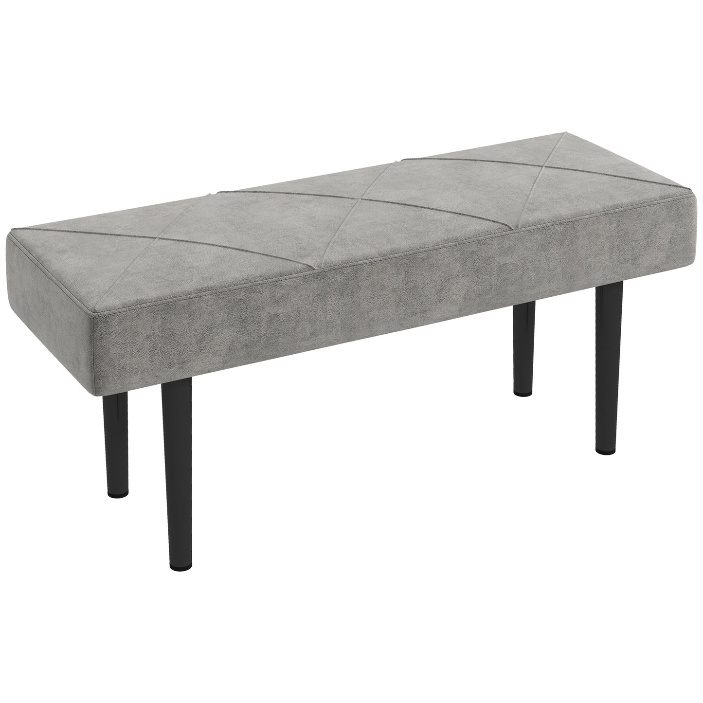 HOMCOM End of Bed Bench with X-Shape Design and Steel Legs, Upholstered Hallway Bench for Bedroom, Grey