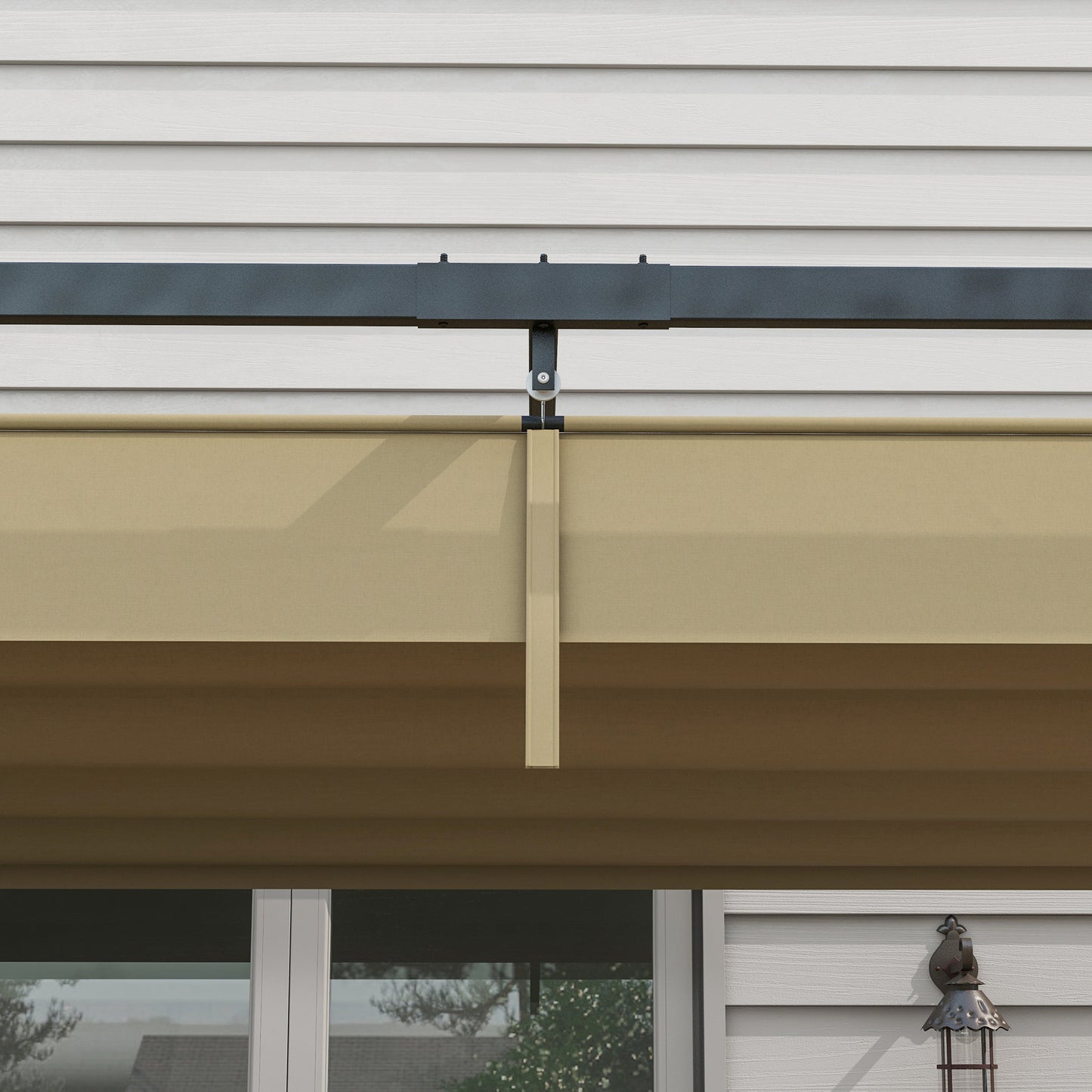 Outsunny 3x2m Metal Pergola with Retractable Roof, Garden Gazebo Canopy Shelter for Outdoor, Patio, Khaki