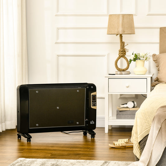 HOMCOM Mica Electric Space Heater, Portable Heater for Home with 2 Heat Settings, 1000W/2000W, Black