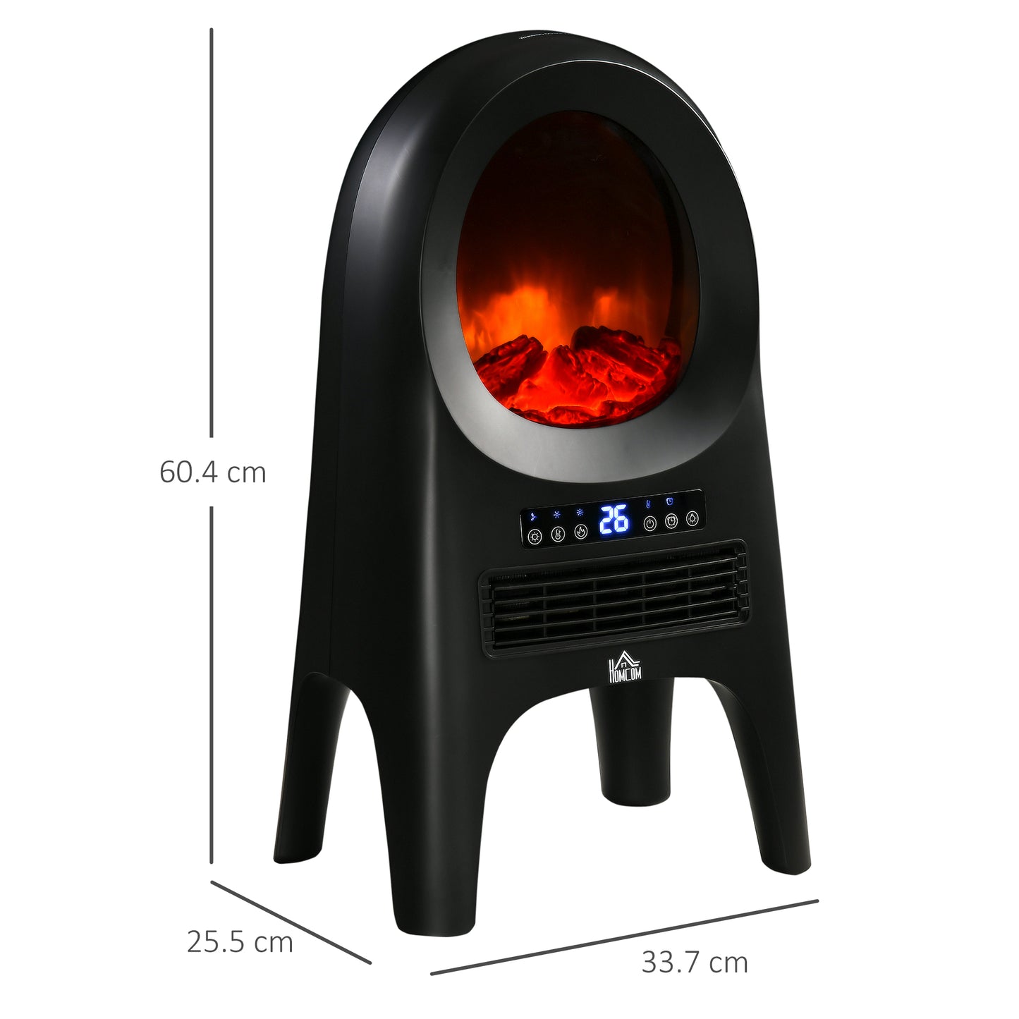 HOMCOM Ceramic Electric Space Heater Adjustable Temperature, 1000W/2000W, Black