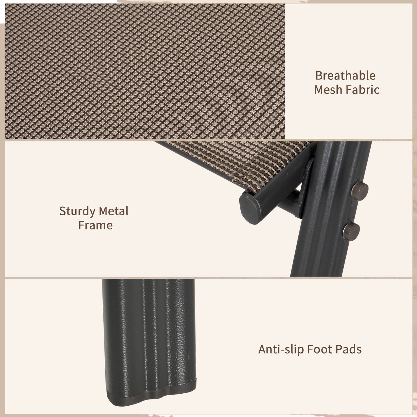 Outsunny 4 Pieces Garden Chairs, Stackable Outdoor Chairs with High Backrest and Armrest, Breathable Mesh Fabric Dining Chair Set of 4, Dark Grey