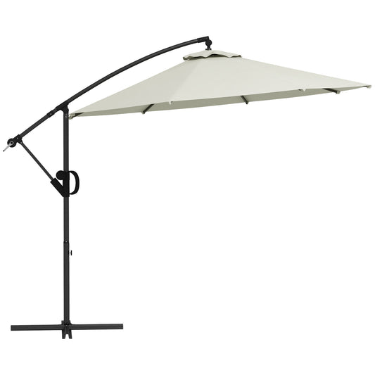 Outsunny 3(m) Offset Cantilever Parasol Umbrella, with Cross Base - Cream