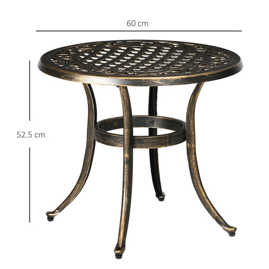 Outsunny Industrial Side Table, Round Hollow Top Design End Table with Cast Aluminum Frame for Patio, Garden, Balcony, Bronze