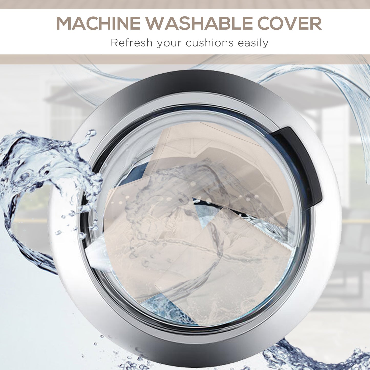 Outsunny Outdoor Replacement Seat Cushions for Rattan Furniture, 7 Seat Cushions and 7 Back Cushions for Patio Conversation Set