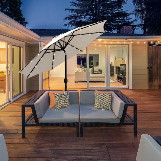 Outsunny Garden 24 LED Solar Powered Umbrella Chain Light Parasol-Creamy White