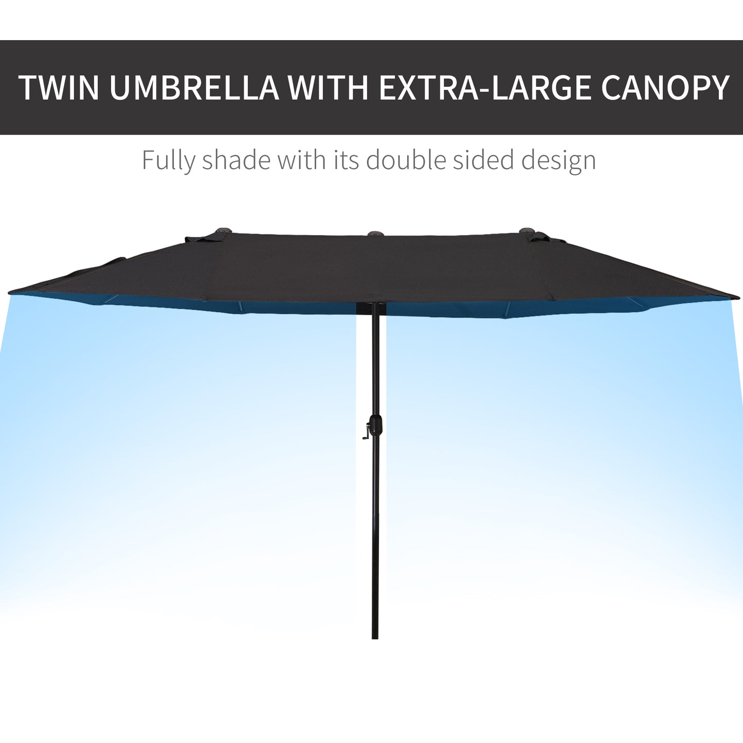 Outsunny 4.6m DoubleSided Patio Parasol Sun UmbrellaBlack mhstar.co.uk