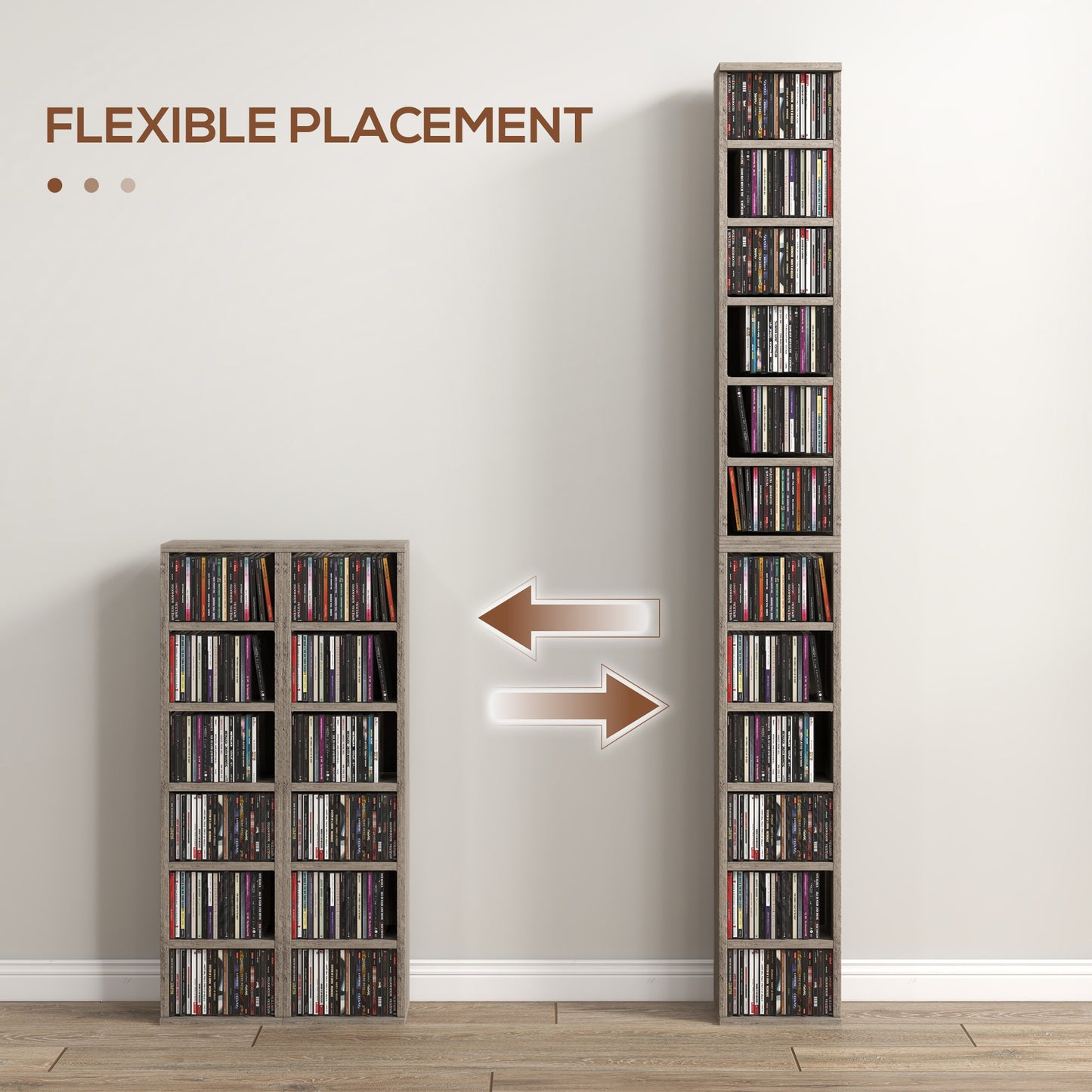 HOMCOM CD Media Display Shelf Unit Tower Rack with Adjustable Shelves ...