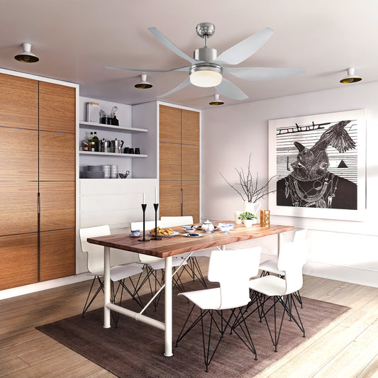 HOMCOM Reversible Ceiling Fan with Light, 3 Blades Indoor Modern Mount LED Lighting Fan with Remote Controller, for Bedroom, Living Room, Silver