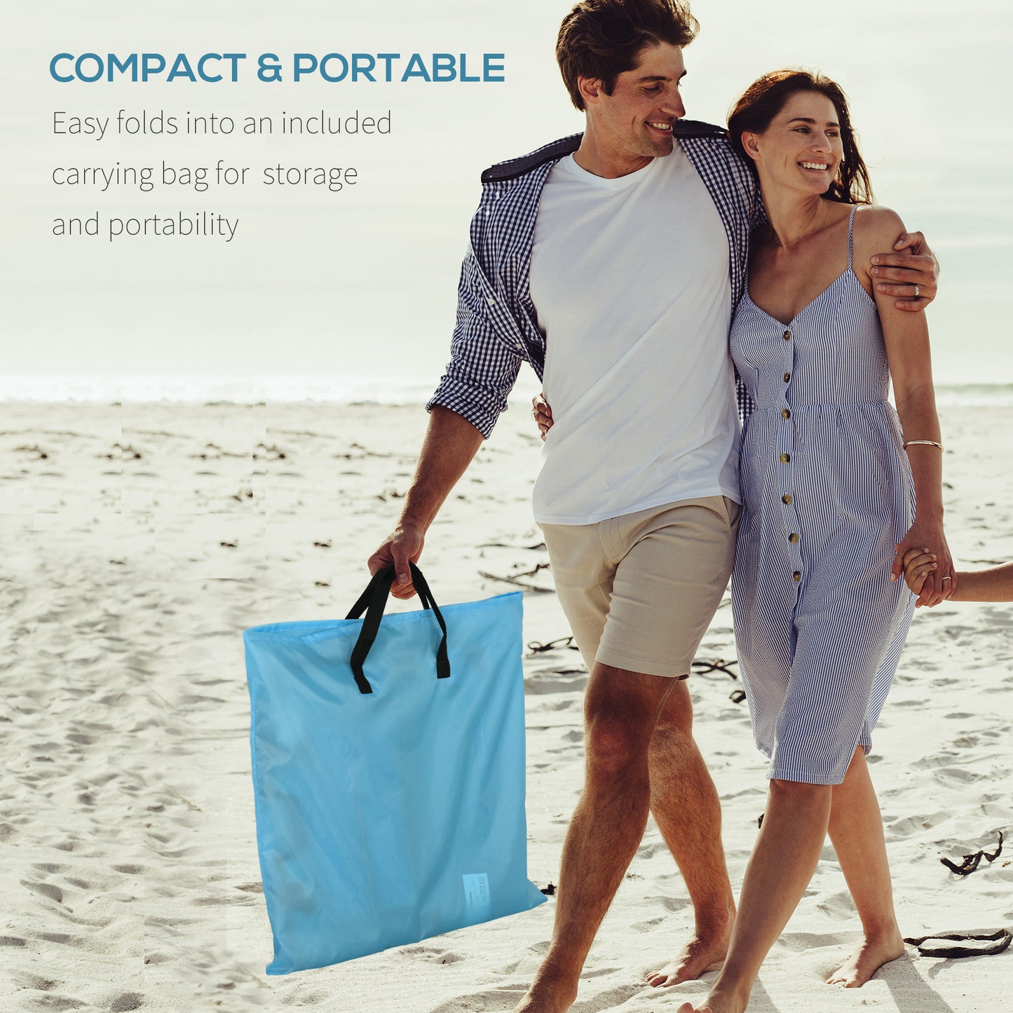 Outsunny Metal Frame PE Fabric 2 Pieces Outdoor Beach Reclining Chair Set w/ Pillow Light Blue