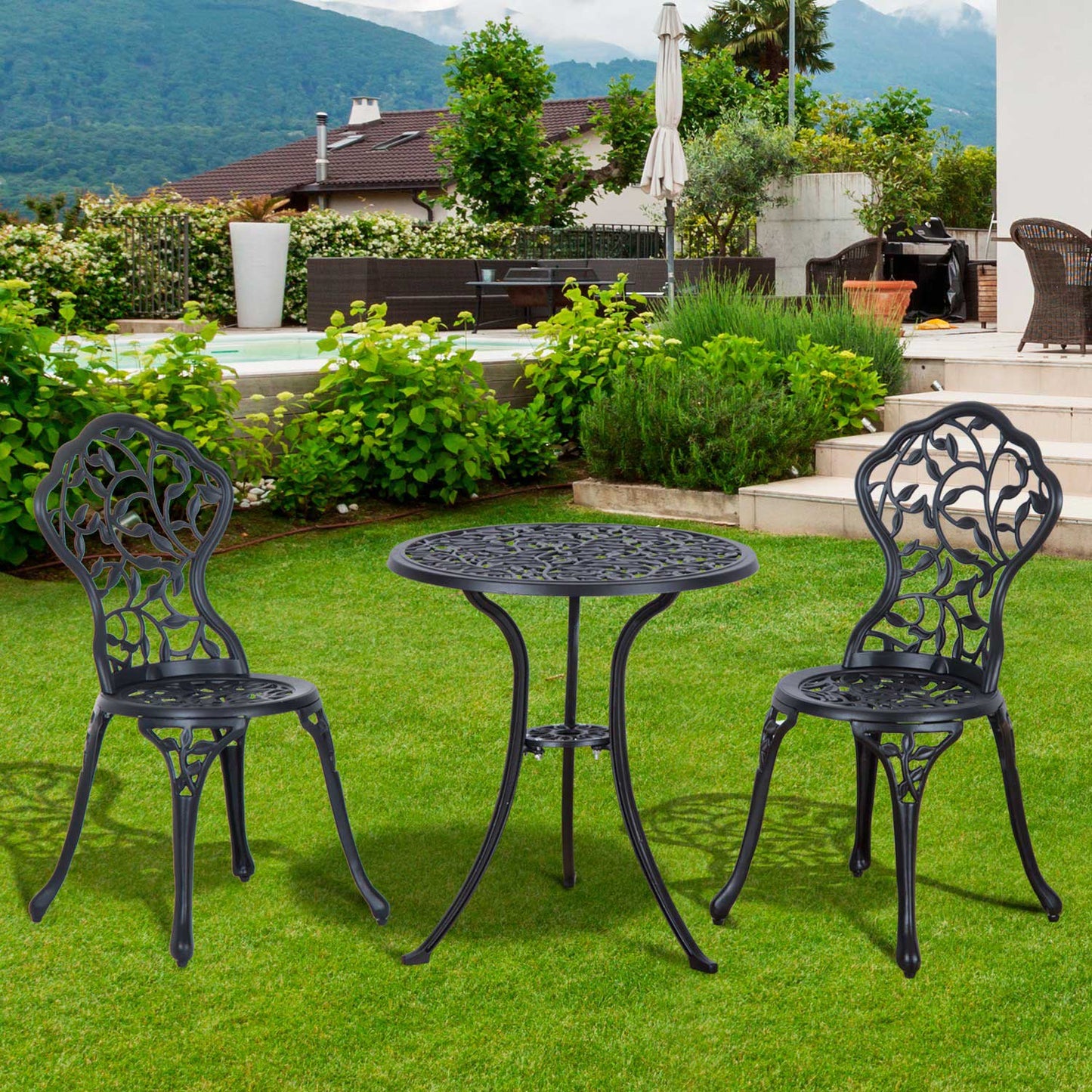 Outsunny cast aluminum outdoor best sale dining table