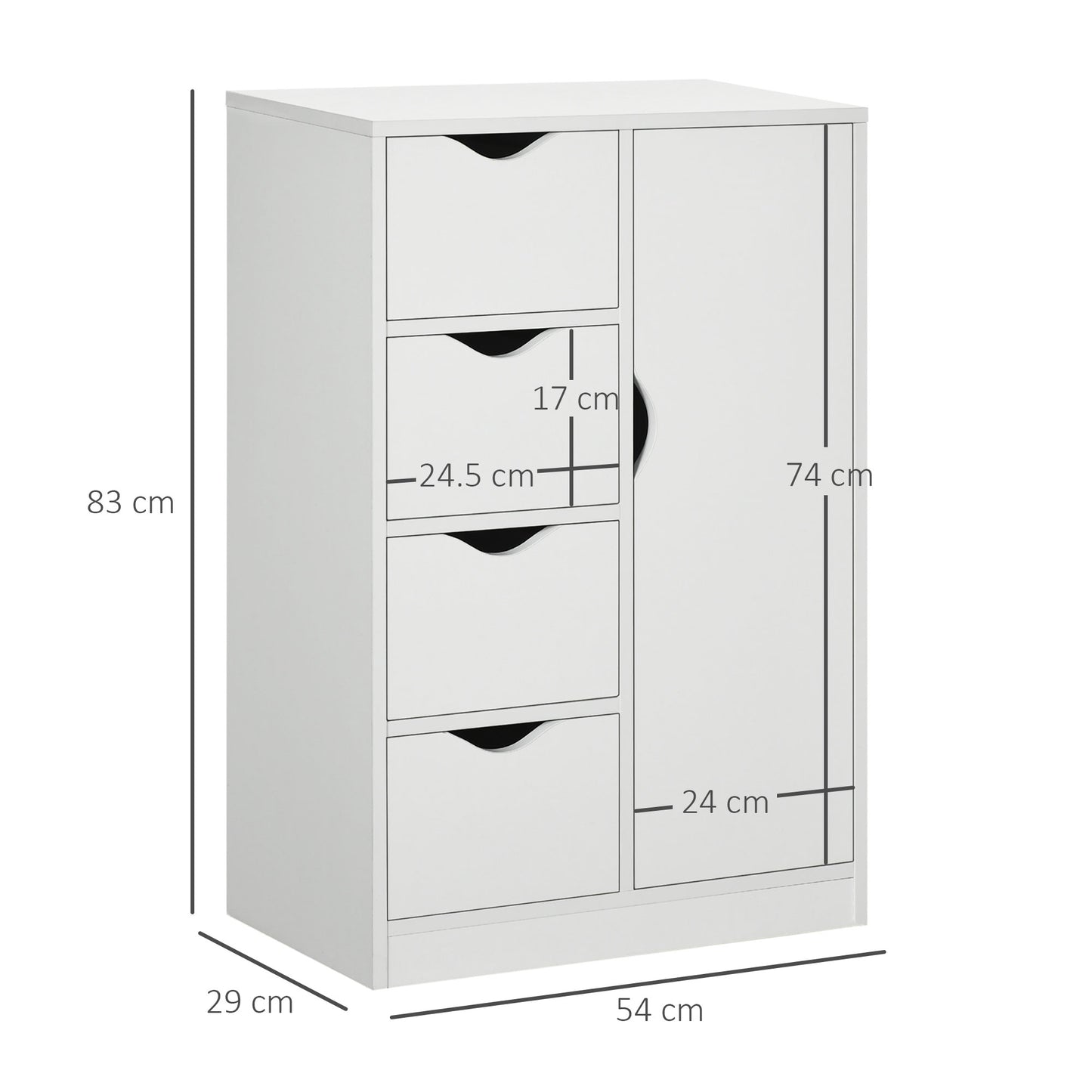 HOMCOM Freestanding Storage Cabinet, with Drawers and Cupboard