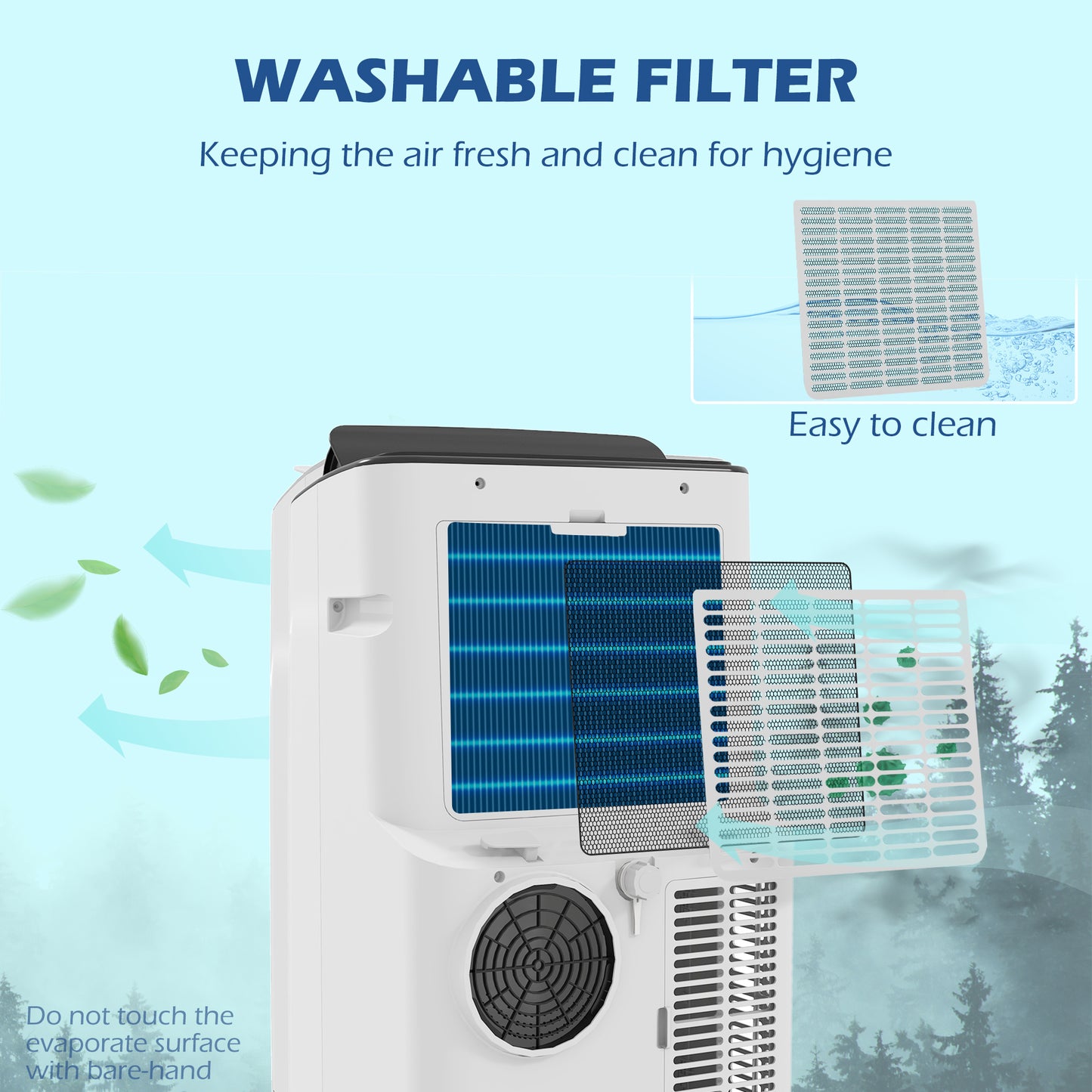 HOMCOM 14,000 BTU Mobile Air Conditioner for Room up to 35m², Smart Home WiFi Compatible, with Dehumidifier, Fan, 24H Timer