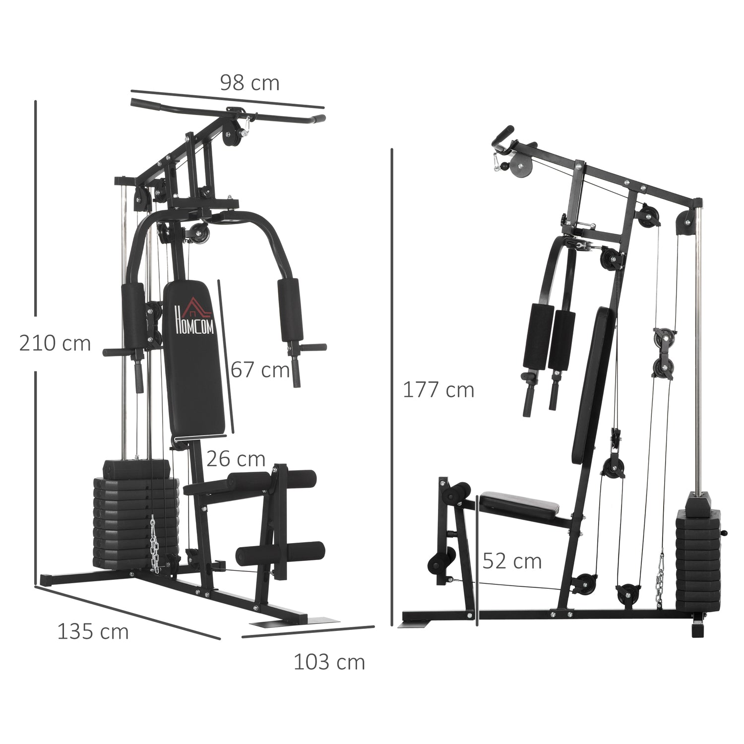 Multifunction Home Gym Machine with 45kg Weight Stack