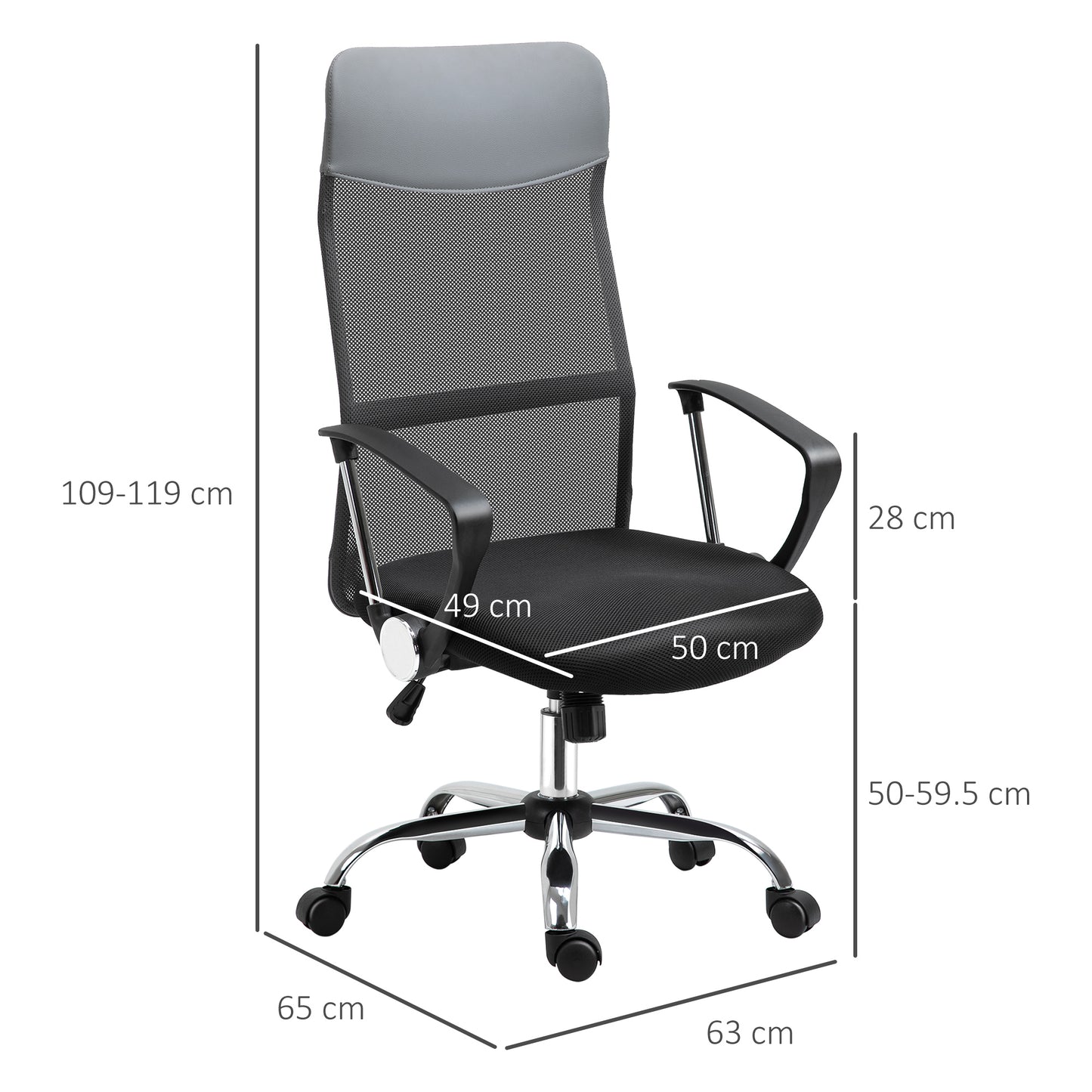 HOMCOM Ergonomic Office Chair Mesh Chair with Adjustable Height Tilt Function Black