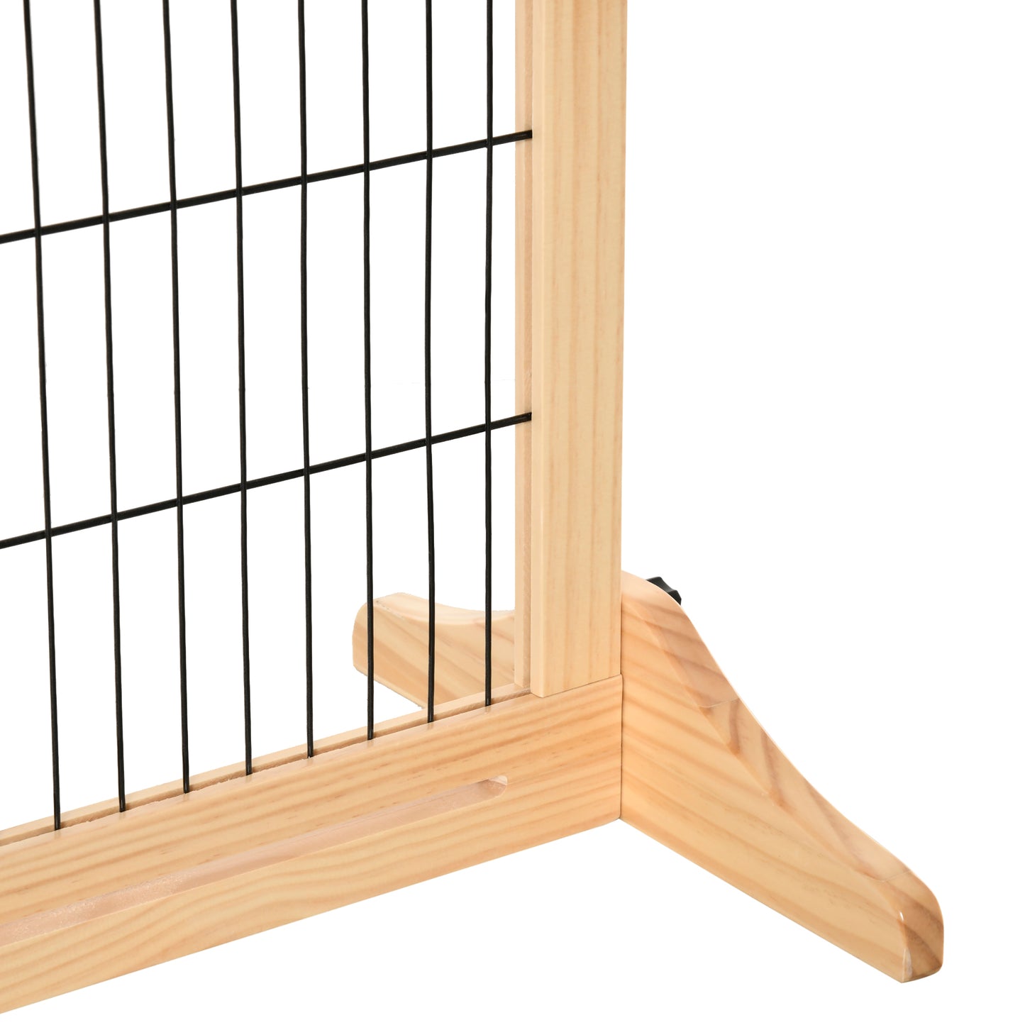 PawHut Adjustable Wooden Pet Gate, Freestanding Dog Barrier Fence with 2 Panels, Natural