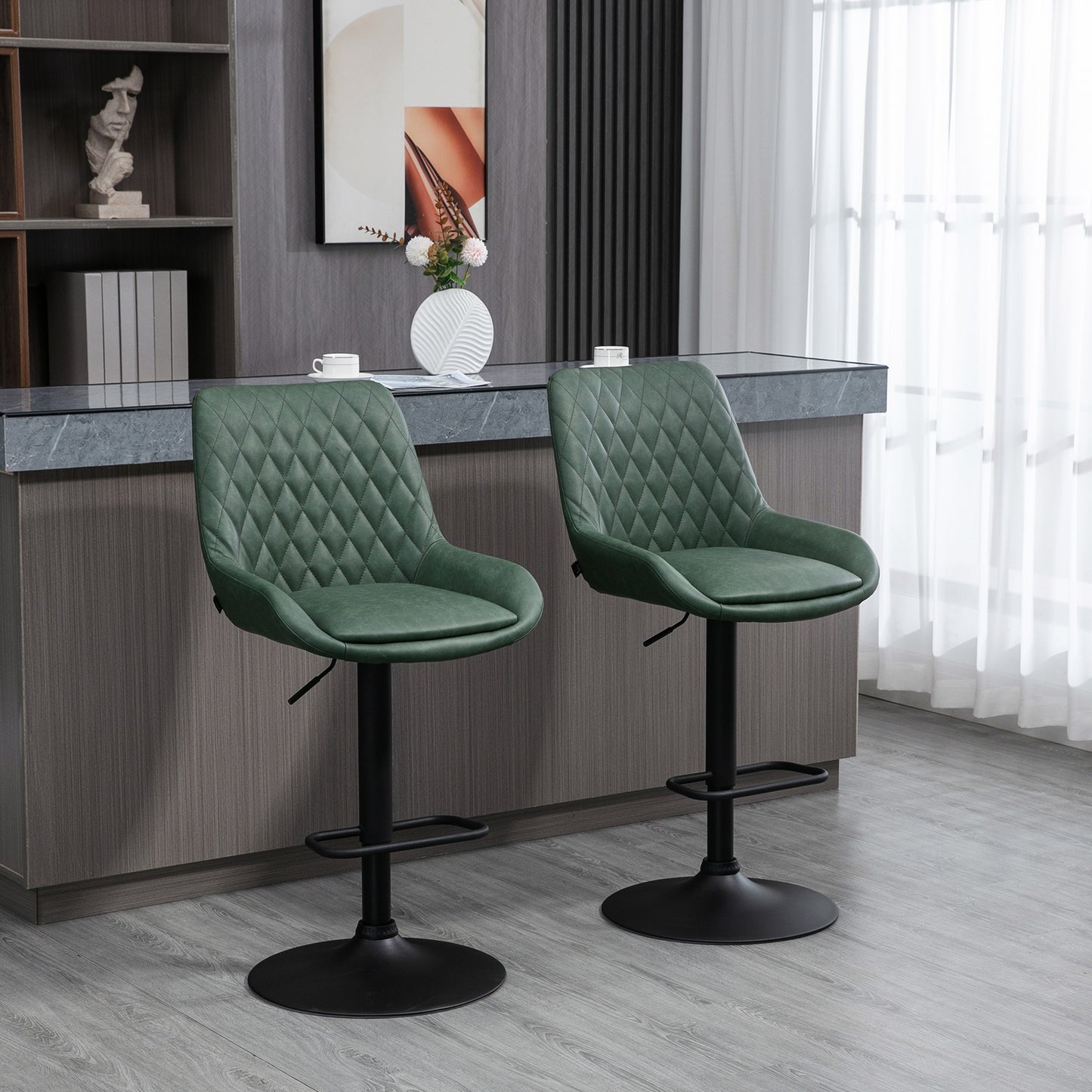 Green leather best sale counter stools