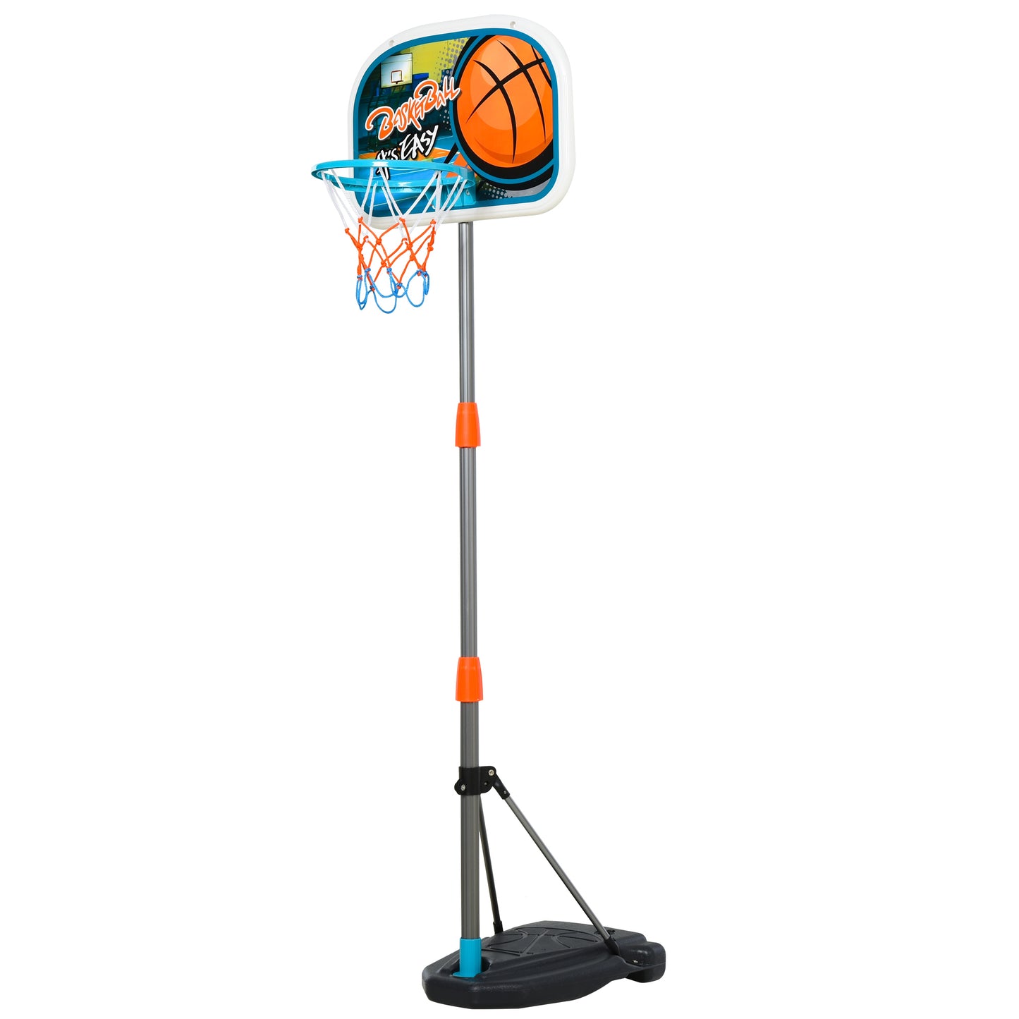 HOMCOM Kids Height Adjustable Aluminium Basketball Hoop Stand w/ Ball