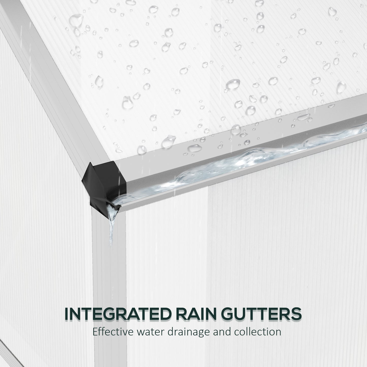 Outsunny 6 x 2.5ft Polycarbonate Greenhouse WalkIn Green House with Rain Gutter Sliding Door Window Foundation Silver