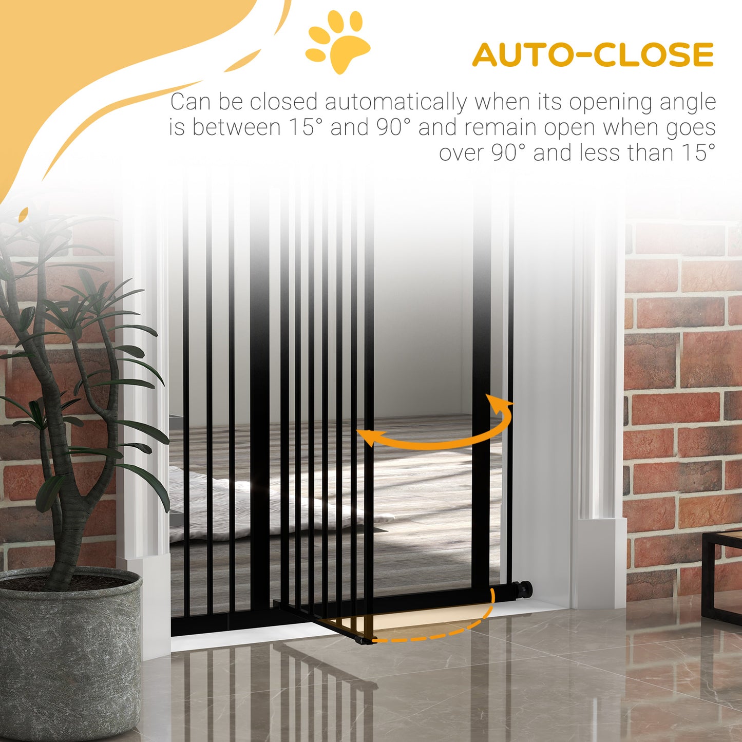 PawHut Metal Pet Safety Gate Dog Gate Folding Fence, Black