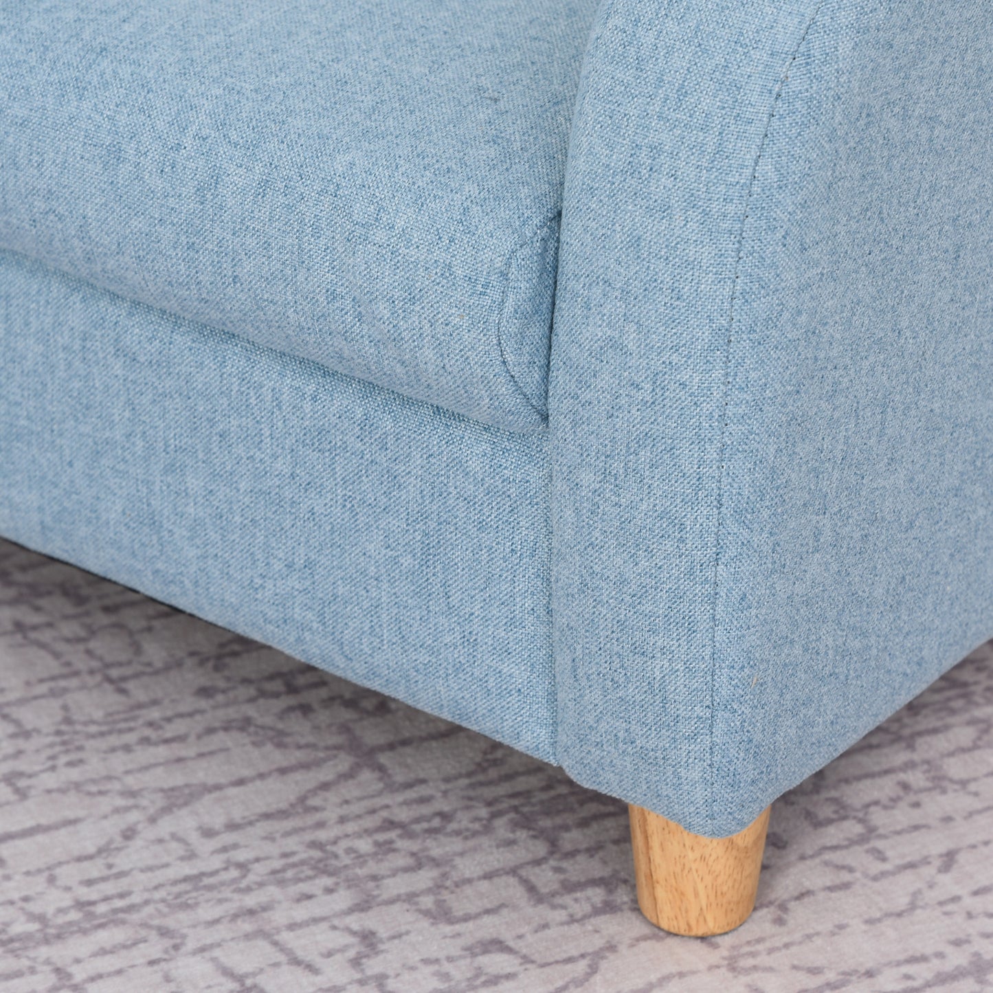 HOMCOM Kids Children Armchair Mini Sofa Wood Frame Anti-Slip Legs High Back Bedroom Playroom Furniture Blue
