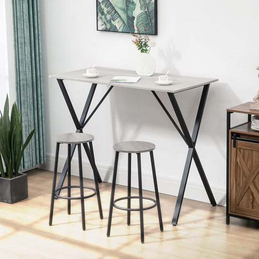 HOMCOM 120 cm Rectangular Bar Table for 4 People, Modern Kitchen Table with Marble Effect Tabletop, Steel Legs, for Living Room, Home Bar, White