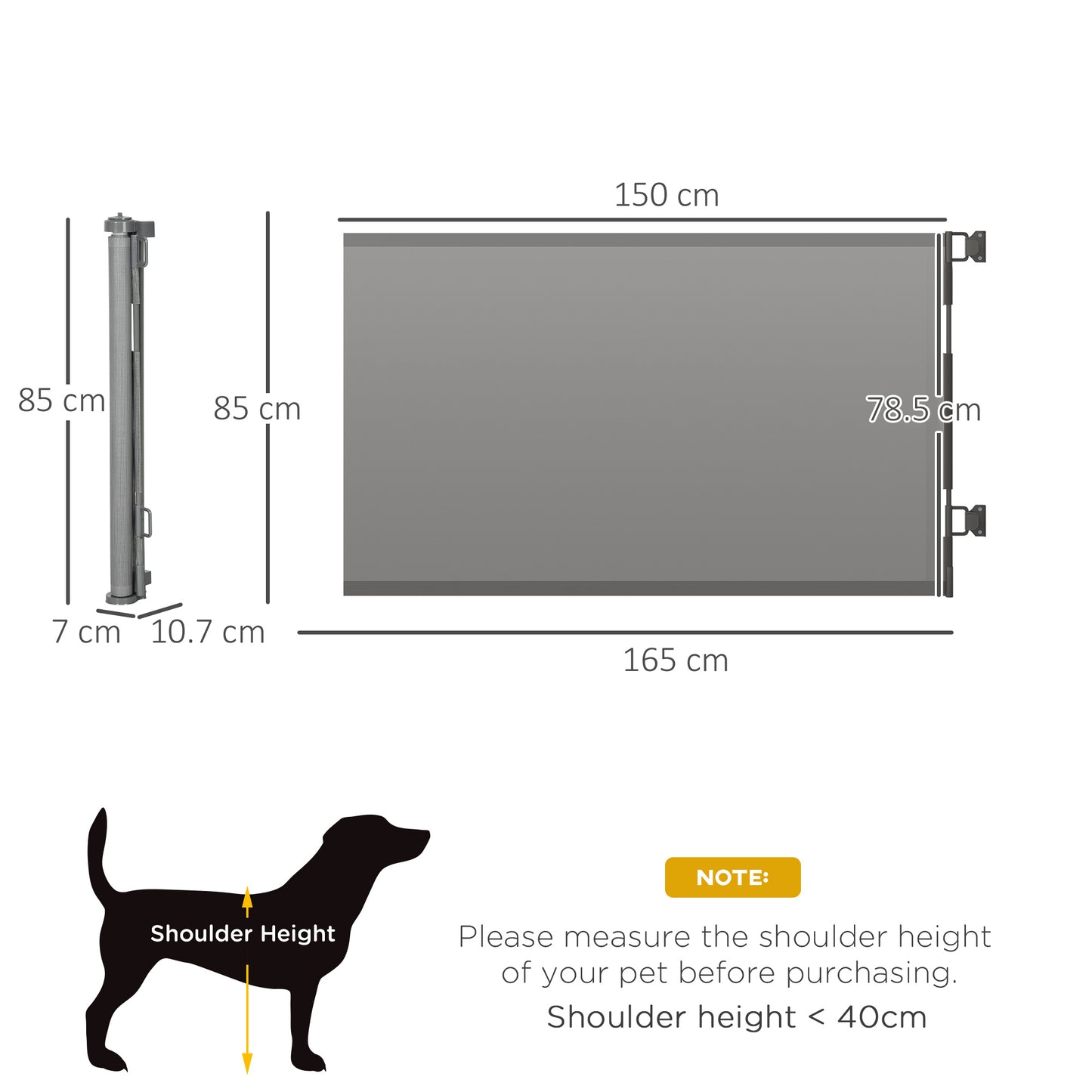 PawHut Foldable Pet Gate, for Stairs, Doorways, Corridors - Grey