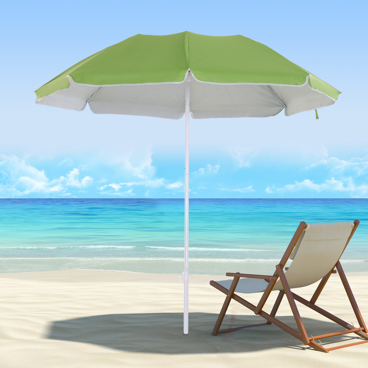 Outsunny 1.7m x 2m Tilted Steel Frame Beach Parasol Green