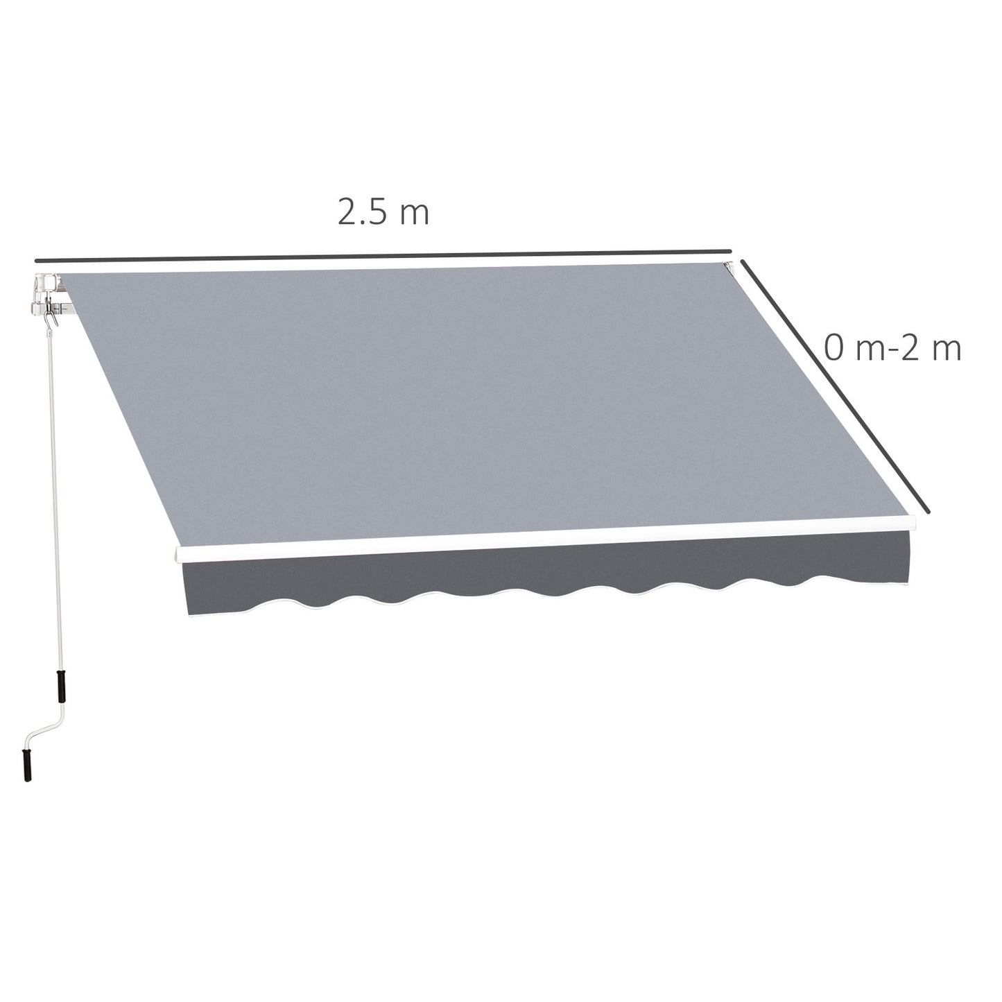 Outsunny Manual Retractable Patio Awning Shelter UV Protection, 2.5mx2m