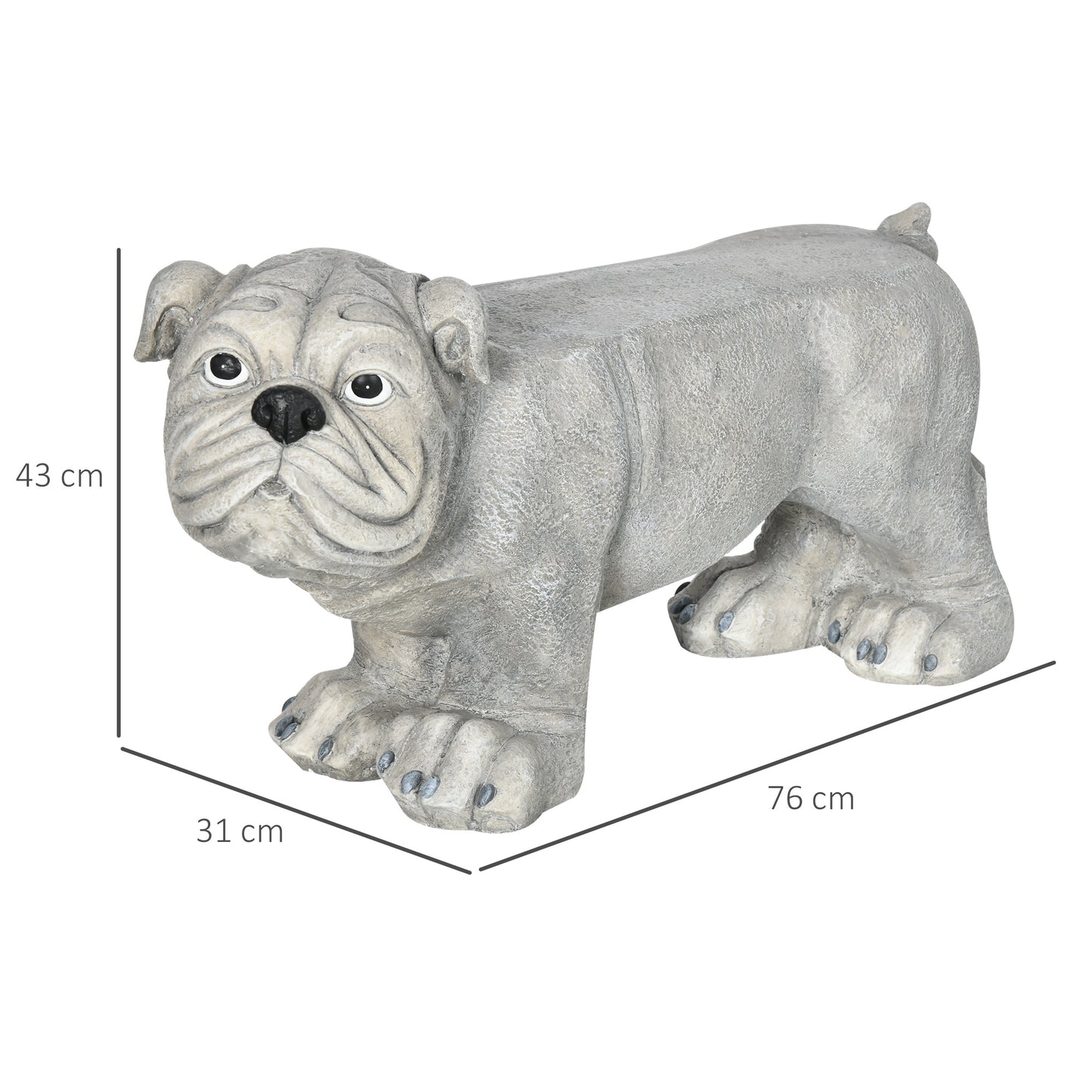 Outsunny Realistic Pekingese Sculpture, GardenÂ Statue / Garden Stool, Outdoor Dog Ornament Home Decoration