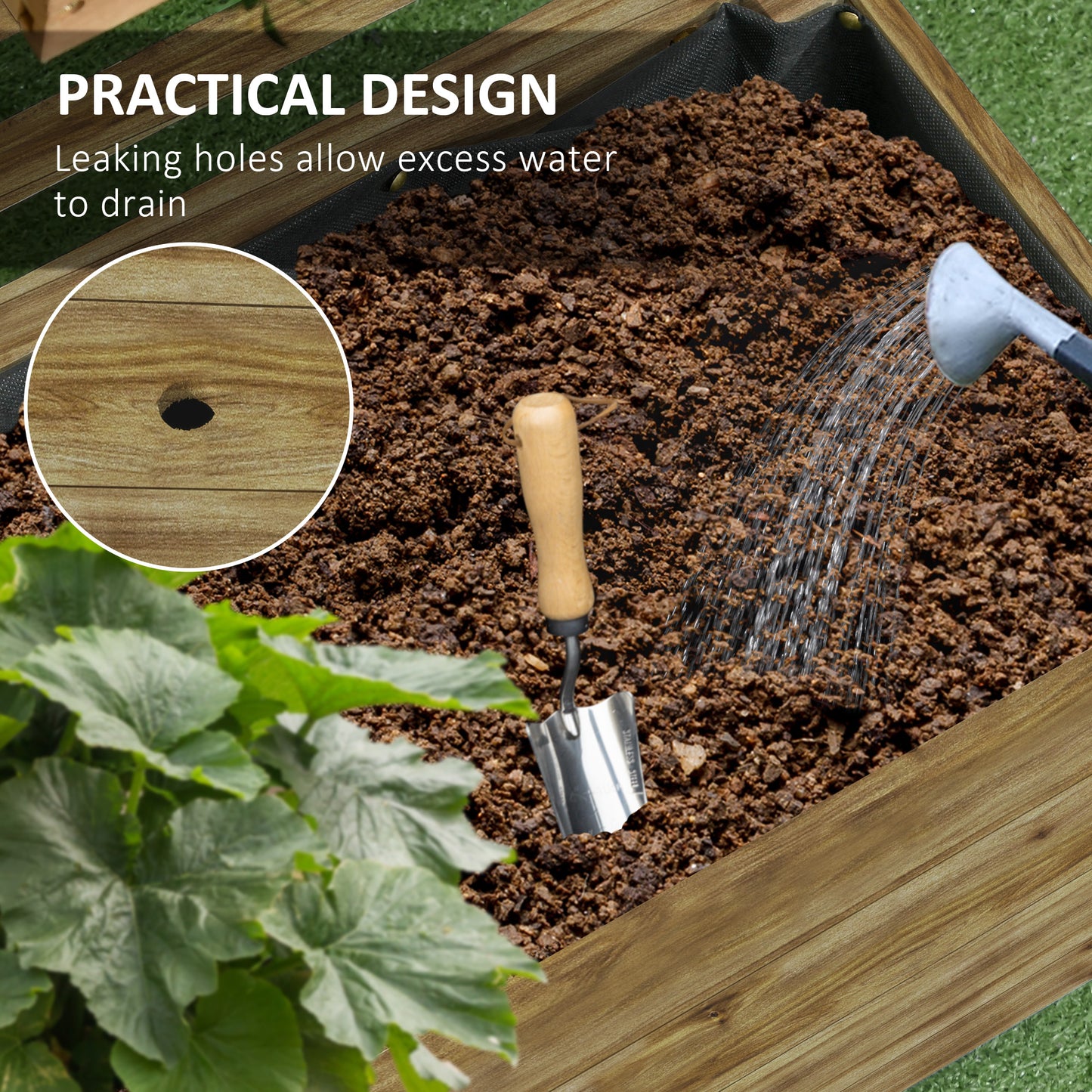 Outsunny Wooden Garden Raised Bed with Trellis Planter Box with 4 Wheels for Climbing Plants 76x30x155cm Natural