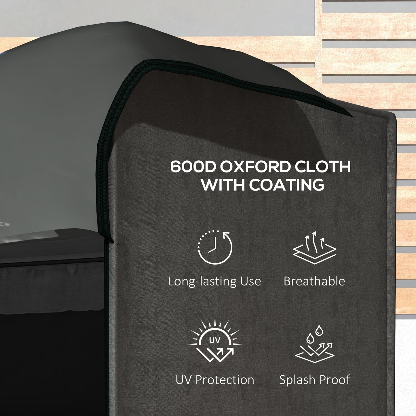 Outsunny 600D Oxford Patio Swing Chair Cover Outdoor Garden Furniture Rain Protection Protector Waterproof Anti-UV, 205 x 124 x 164 cm, Dark Grey